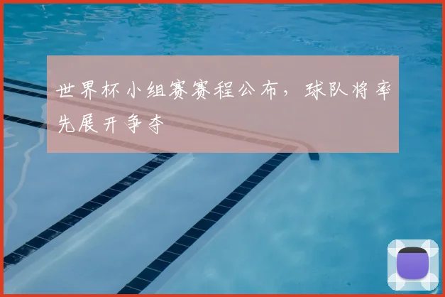 世界杯小组赛赛程公布，球队将率先展开争夺